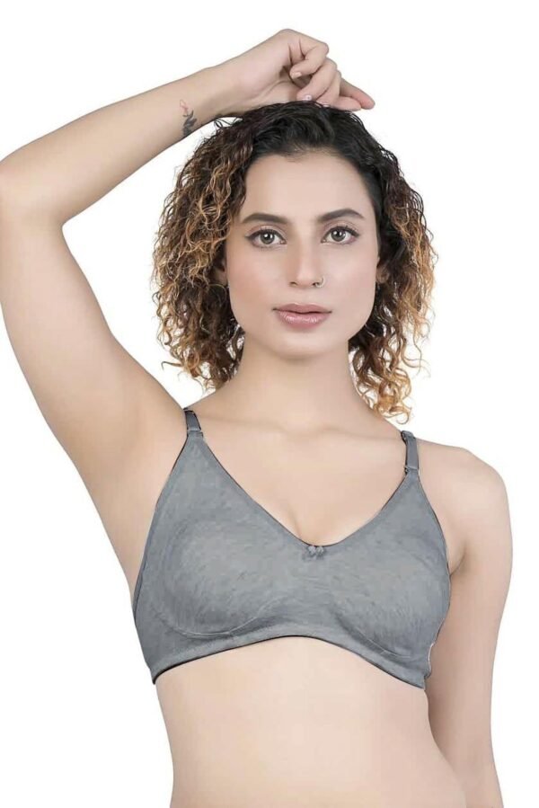 1-86.jpg LUNAIN Kavya Women's Lina Salwar-Kameez Knitted Molded Cup Regular Fit Bra Cotton Non Padded Wire Free (Gray)