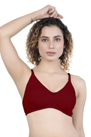 1-88.jpg LUNAIN Kavya Women's Lina Salwar-Kameez Knitted Molded Cup Regular Fit Bra Cotton Non Padded Wire Free (Maroon)