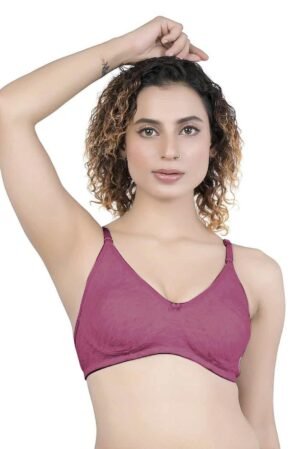 1-91.jpg LUNAIN Kavya Women's Lina Salwar-Kameez Knitted Molded Cup Regular Fit Bra Cotton Non Padded Wire Free (Light Purple)