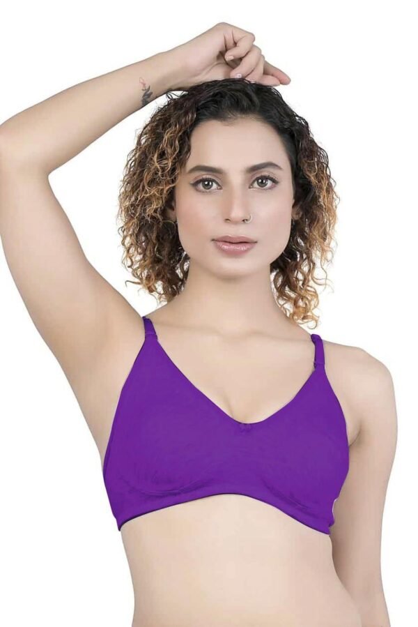 1-92.jpg LUNAIN Kavya Women's Lina Salwar-Kameez Knitted Molded Cup Regular Fit Bra Cotton Non Padded Wire Free (Purple)