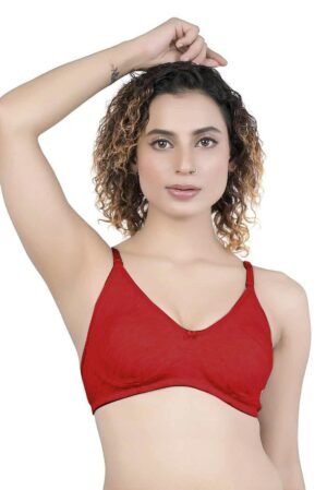 1-93.jpg LUNAIN Kavya Women's Lina Salwar-Kameez Knitted Molded Cup Regular Fit Bra Cotton Non Padded Wire Free (Red)