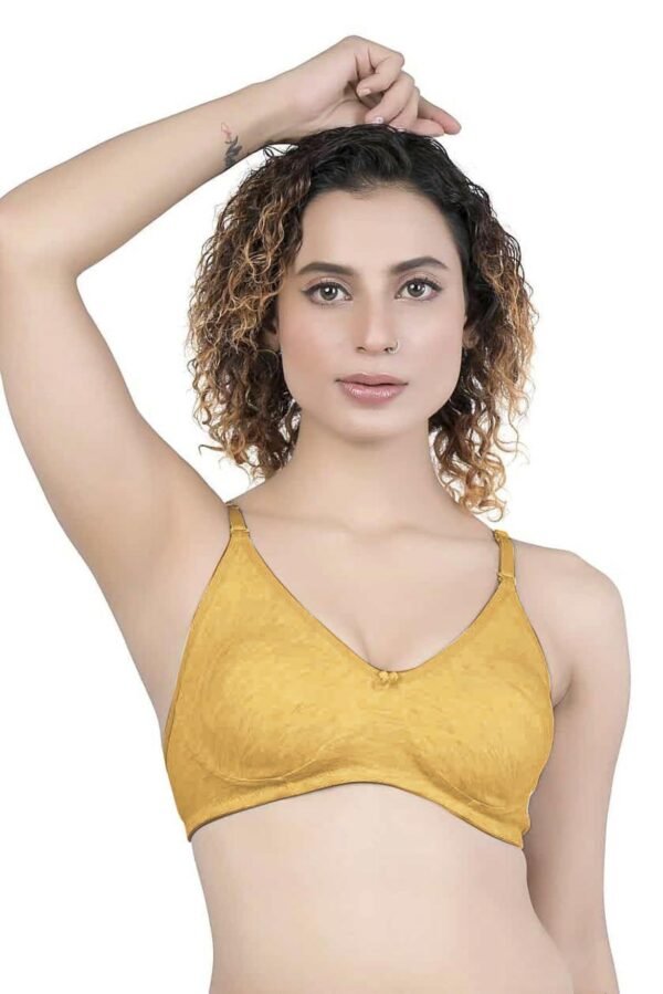 LUNAIN Kavya Women's Lina Salwar-Kameez Knitted Molded Cup Regular Fit Bra Cotton Non Padded Wire Free (Yellow)