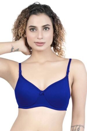 1-97.jpg LUNAIN Lady pad Women's Cotton Fabric Bra Soft botom Band for Extra Comfort (Blue)