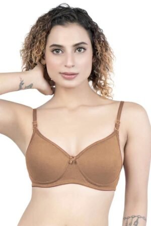 1-98.jpg LUNAIN Lady pad Women's Cotton Fabric Bra Soft botom Band for Extra Comfort (Brown)