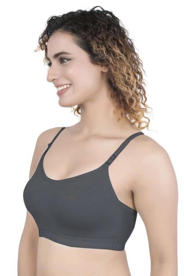 2-107.jpg LUNAIN Lancy Women's Cotton Fabric Bra Soft botom Band for Extra Comfort (Gray)