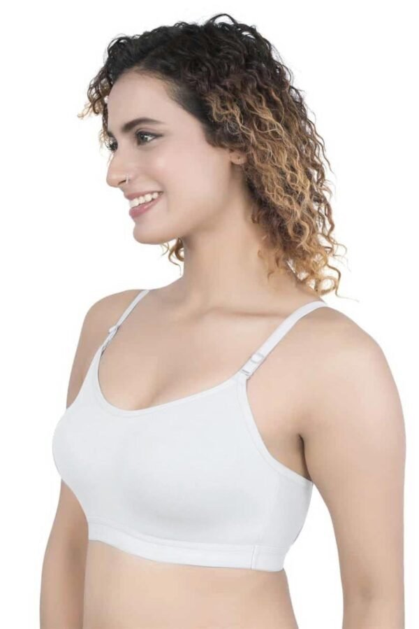 LUNAIN Lancy Women's Cotton Fabric Bra Soft botom Band for Extra Comfort (White)