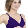 LUNAIN Mani Women's Non Padded Non Wired Cotton Lycra Fabric Bra with Special Broad Strap (Blue)