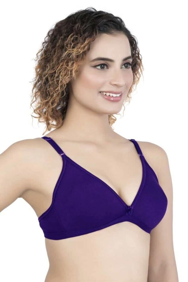 LUNAIN Mani Women's Non Padded Non Wired Cotton Lycra Fabric Bra with Special Broad Strap (Blue)