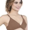2-114.jpg LUNAIN Mani Women's Non Padded Non Wired Cotton Lycra Fabric Bra with Special Broad Strap (Brown)