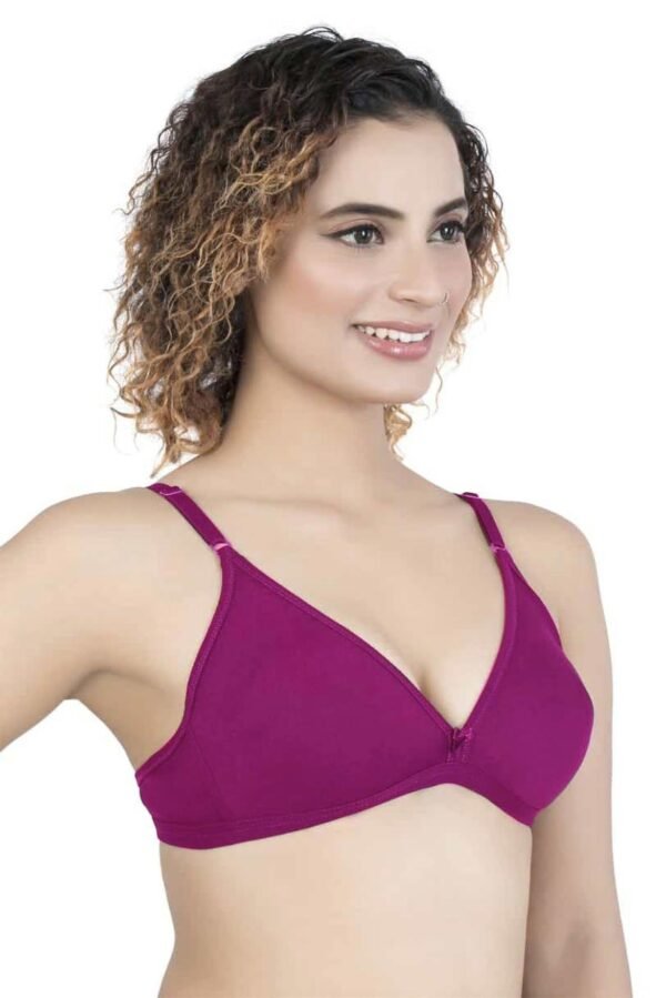 2-117.jpg LUNAIN Mani Women's Non Padded Non Wired Cotton Lycra Fabric Bra with Special Broad Strap (Pink)