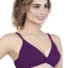 2-118.jpg LUNAIN Mani Women's Non Padded Non Wired Cotton Lycra Fabric Bra with Special Broad Strap (Purple)