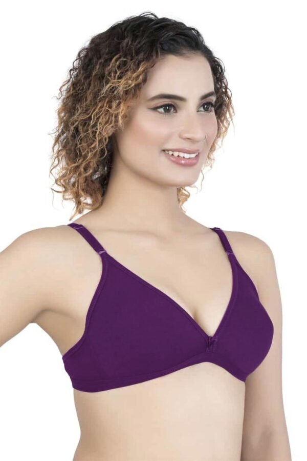 2-118.jpg LUNAIN Mani Women's Non Padded Non Wired Cotton Lycra Fabric Bra with Special Broad Strap (Purple)