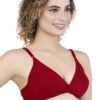 2-119.jpg LUNAIN Mani Women's Non Padded Non Wired Cotton Lycra Fabric Bra with Special Broad Strap (Red)