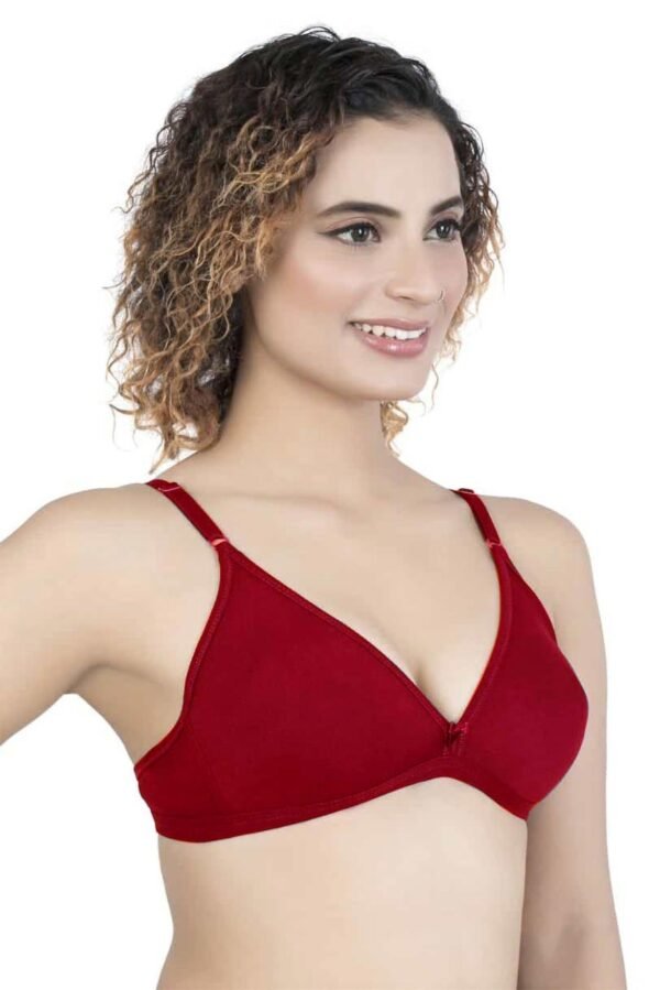 2-119.jpg LUNAIN Mani Women's Non Padded Non Wired Cotton Lycra Fabric Bra with Special Broad Strap (Red)