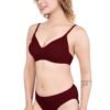 LUNAIN Lingerie Set with Full Coverage | Non-Padded Bra and Hipster Panty (Maroon)