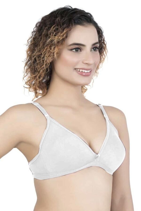 LUNAIN Mani Women's Non Padded Non Wired Cotton Lycra Fabric Bra with Special Broad Strap (White)