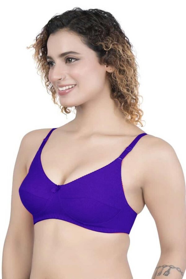 LUNAIN Milance Women's Non Padded Non Wired Cotton Lycra Fabric Bra with Special Broad Strap (Blue)