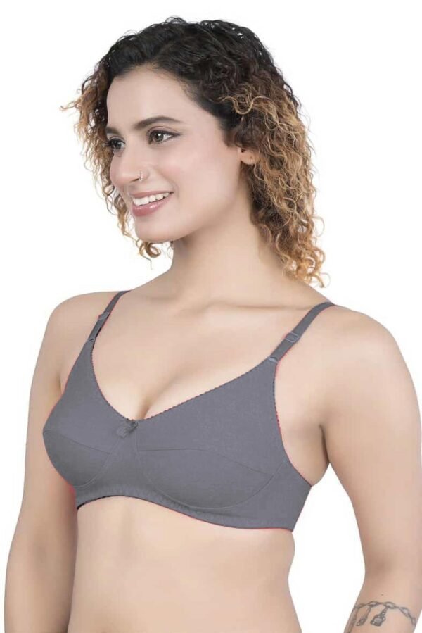 2-127.jpg LUNAIN Milance Women's Non Padded Non Wired Cotton Lycra Fabric Bra with Special Broad Strap (Gray)