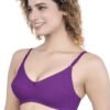 LUNAIN Milance Women's Non Padded Non Wired Cotton Lycra Fabric Bra with Special Broad Strap (Purple)