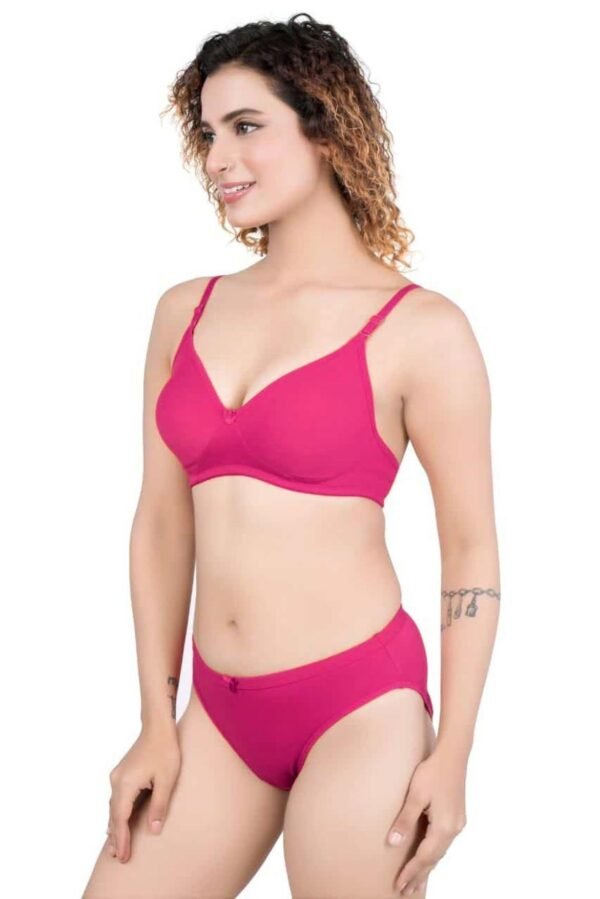 2-13.jpg LUNAIN Lingerie Set with Full Coverage | Non-Padded Bra and Hipster Panty (Pink Dark)