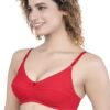 2-130.jpg LUNAIN Milance Women's Non Padded Non Wired Cotton Lycra Fabric Bra with Special Broad Strap (Red)