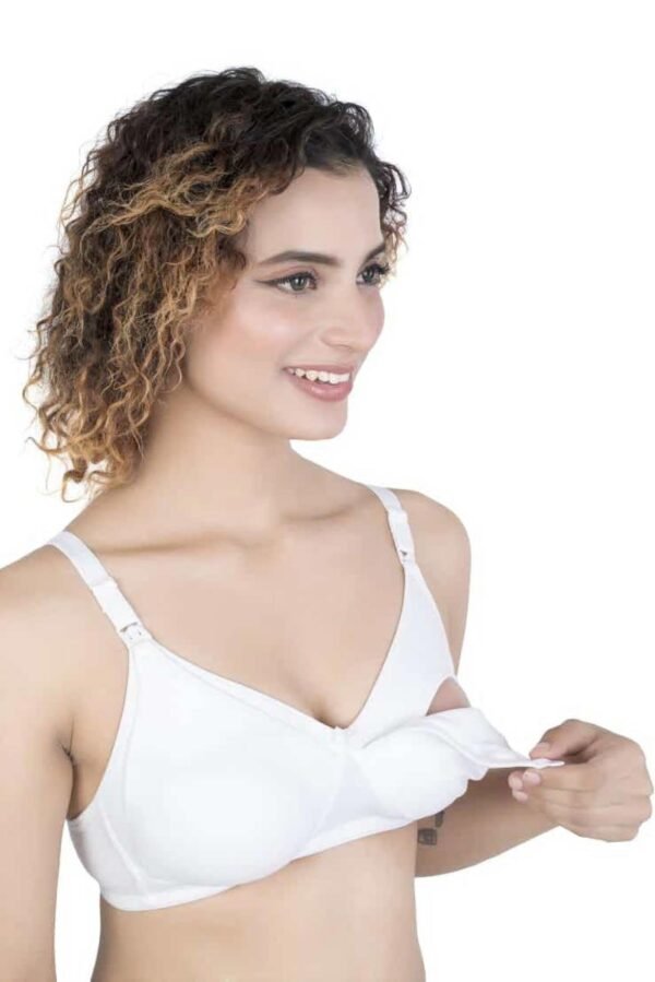 2-132.jpg LUNAIN Moulded Spacer Cup Feeding Bra | Nursing Bra with Full Coverage Bra | Lightweight, Breathable & Sweat-Resistant | Non-Wired & Non-Padded (White)