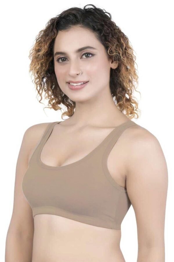 LUNAIN Women Sports Bra for High Impact Activities | Non Padded (Brown)