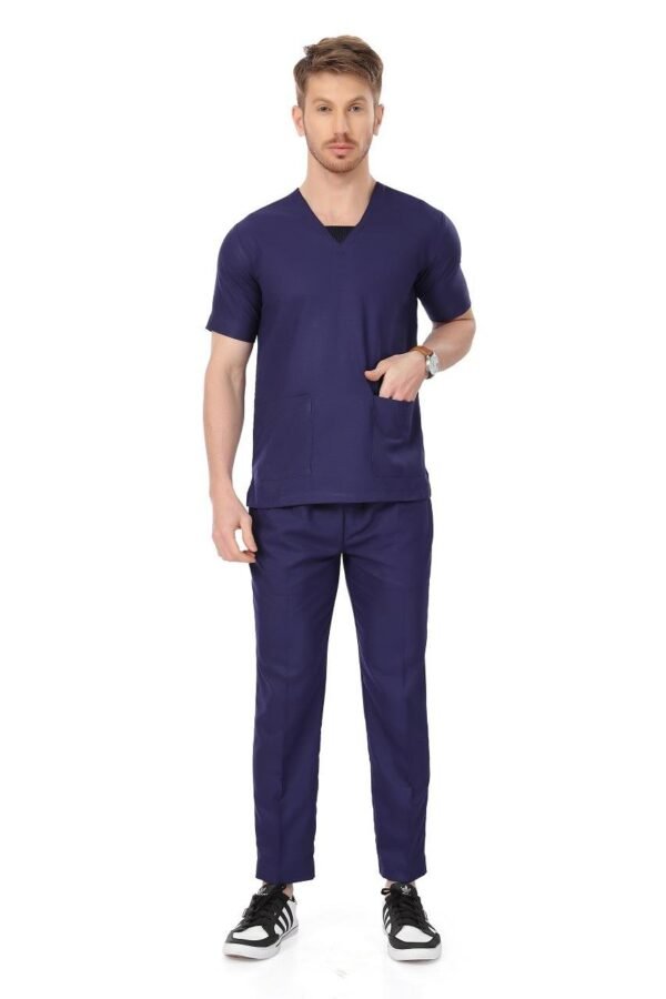 2-21.jpg LUNAIN Scrub Suits for Doctors | OT Dress | Dentists and Healthcare Professionals (Men) (Navy Blue)