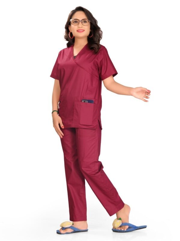 2-26.jpg LUNAIN Scrub Suits for Doctors | OT Dress | Dentists and Healthcare Professionals (Women) (Maroon)