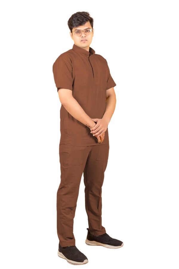 2-51.jpg LUNAIN 2-Way Stretchable Scrub Suit for Men (Brown)