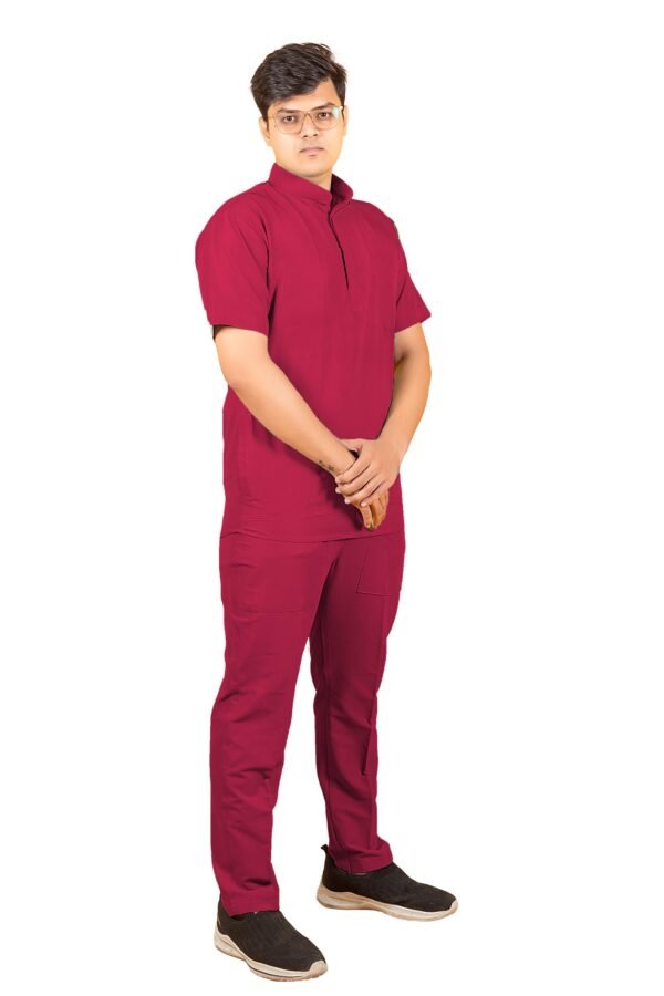 2-55.jpg LUNAIN 2-Way Stretchable Scrub Suit for Men (Maroon)