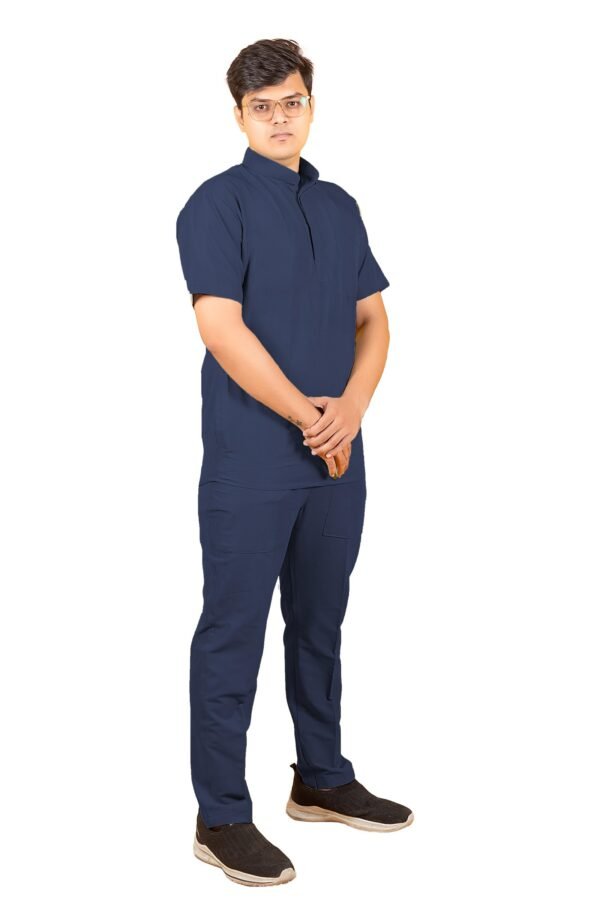 2-61.jpg LUNAIN 2-Way Stretchable Scrub Suit for Men (Navy Blue)