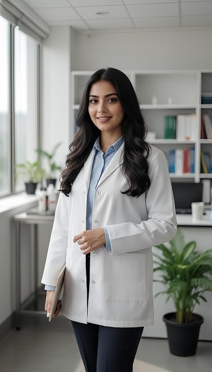 LUNAIN Full Sleeves Lab Coat for Women