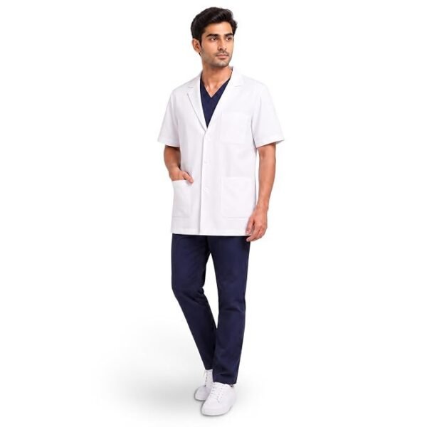 LUNAIN Half Sleeves Lab Coat for Man