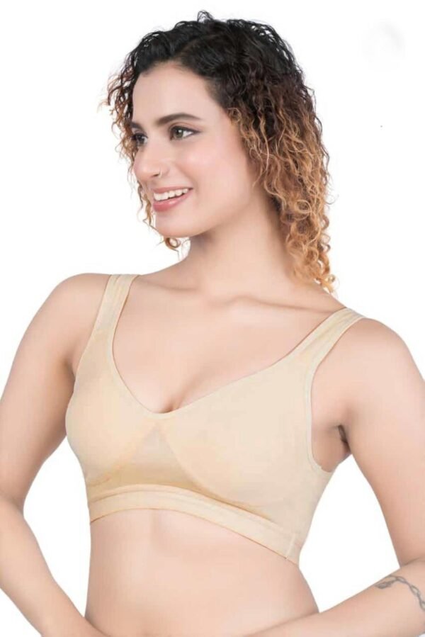 LUNAIN Blossam Women's Cotton Non Padded Wire Free Everyday Bra (Peach)