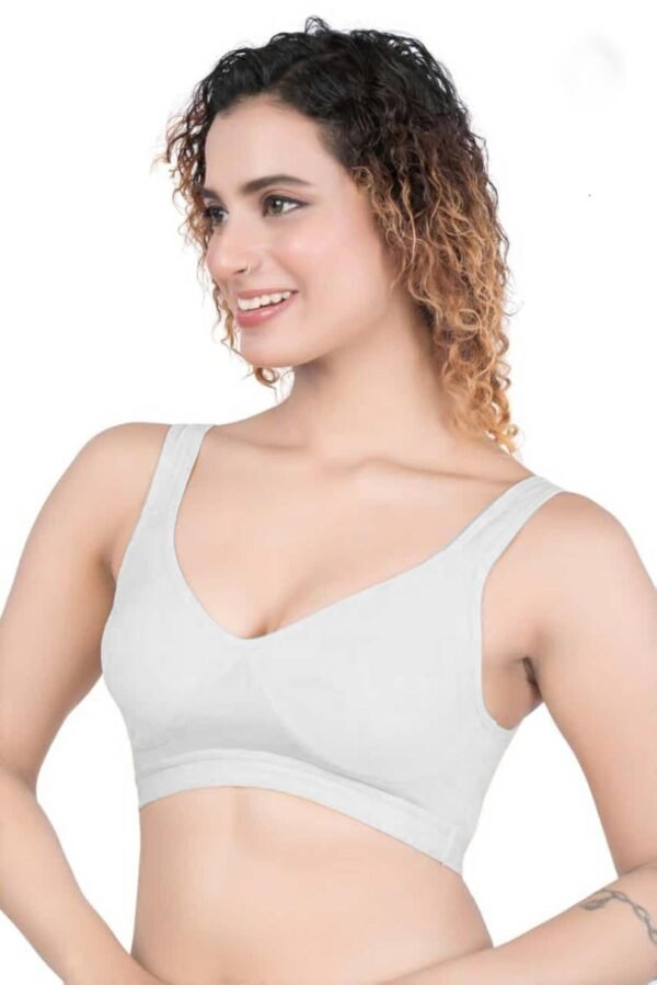 2-70.jpg LUNAIN Blossam Women's Cotton Non Padded Wire Free Everyday Bra (White)