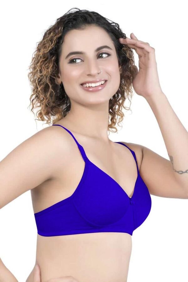 2-71.jpg LUNAIN Demi Pad Women's Lina Salwar-Kameez Knitted Molded Cup Regular Fit Bra Cotton Non Padded Wire Free (Blue)