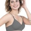 2-72.jpg LUNAIN Demi Pad Women's Lina Salwar-Kameez Knitted Molded Cup Regular Fit Bra Cotton Non Padded Wire Free (Gray)