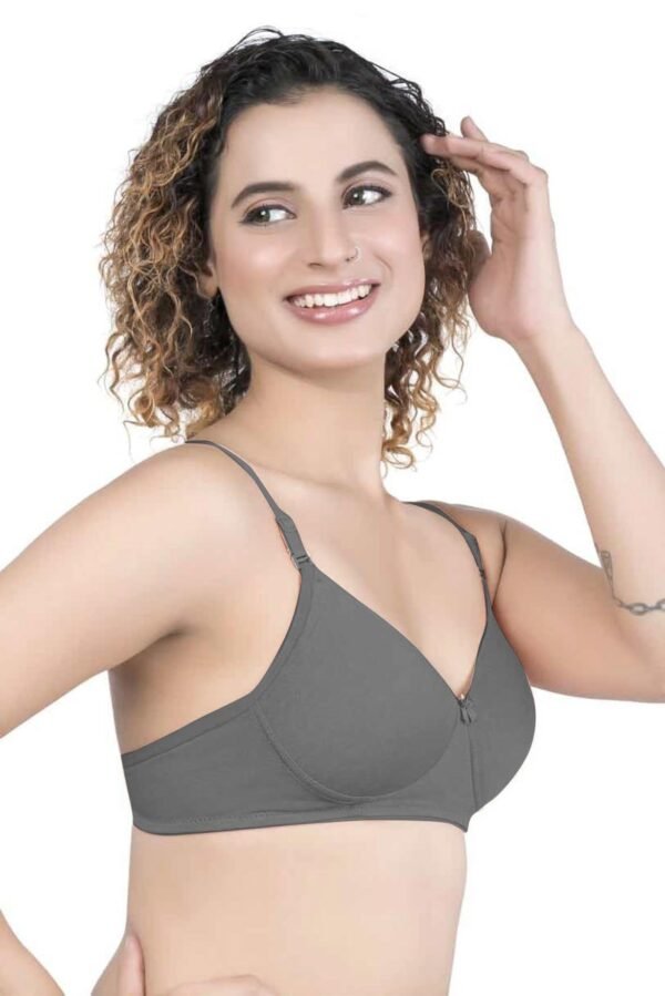 2-72.jpg LUNAIN Demi Pad Women's Lina Salwar-Kameez Knitted Molded Cup Regular Fit Bra Cotton Non Padded Wire Free (Gray)