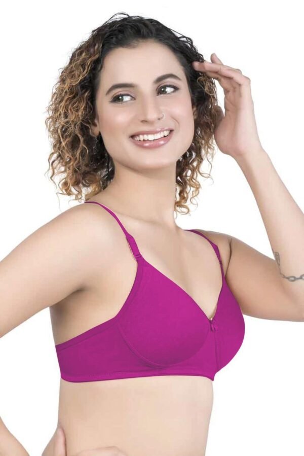 2-73.jpg LUNAIN Demi Pad Women's Lina Salwar-Kameez Knitted Molded Cup Regular Fit Bra Cotton Non Padded Wire Free (Pink)
