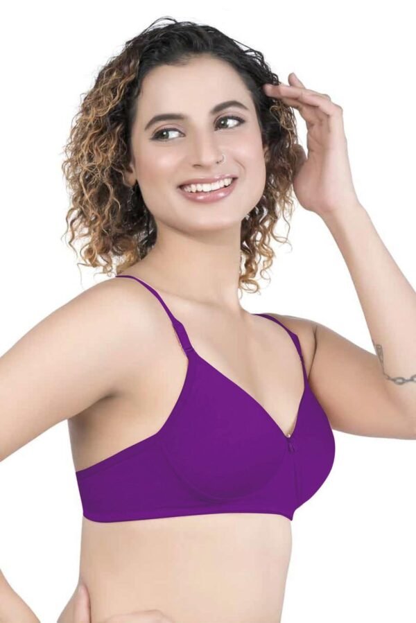 2-74.jpg LUNAIN Demi Pad Women's Lina Salwar-Kameez Knitted Molded Cup Regular Fit Bra Cotton Non Padded Wire Free (Purple)