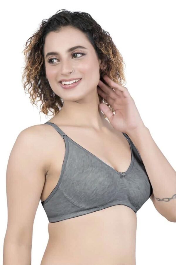 2-86.jpg LUNAIN Kavya Women's Lina Salwar-Kameez Knitted Molded Cup Regular Fit Bra Cotton Non Padded Wire Free (Gray)