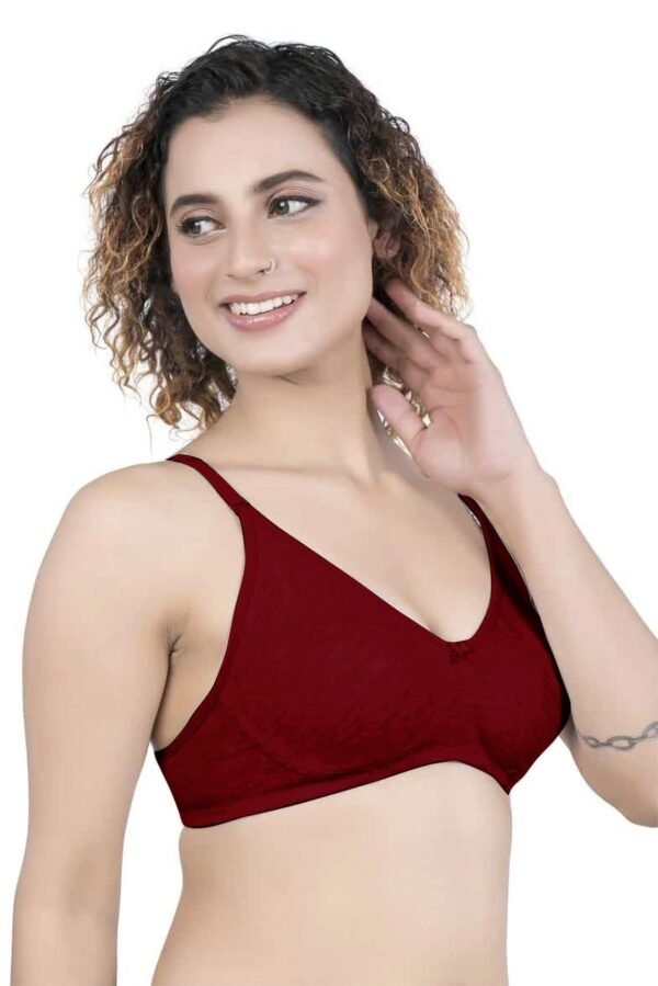 2-88.jpg LUNAIN Kavya Women's Lina Salwar-Kameez Knitted Molded Cup Regular Fit Bra Cotton Non Padded Wire Free (Maroon)