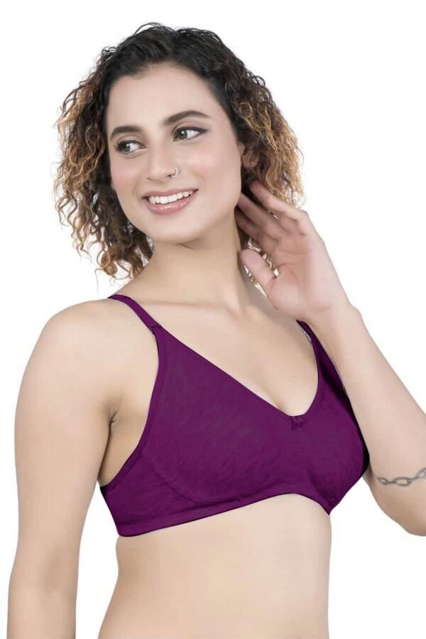 2-94.jpg LUNAIN Kavya Women's Lina Salwar-Kameez Knitted Molded Cup Regular Fit Bra Cotton Non Padded Wire Free (Violet)