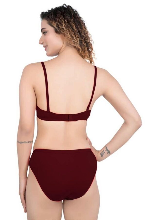 LUNAIN Lingerie Set with Full Coverage | Non-Padded Bra and Hipster Panty (Maroon)