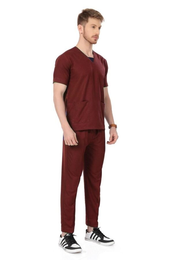 3-20.jpg LUNAIN Scrub Suits for Doctors | OT Dress | Dentists and Healthcare Professionals (Men) (Maroon)