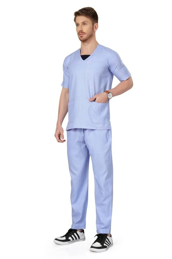 3-23.jpg LUNAIN Scrub Suits for Doctors | OT Dress | Dentists and Healthcare Professionals (Men) (Sky Blue)