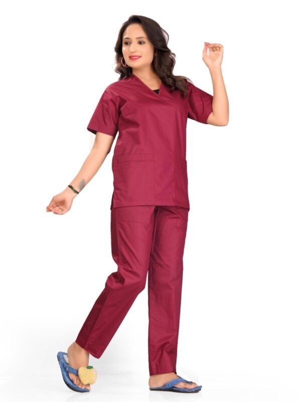 3-26.jpg LUNAIN Scrub Suits for Doctors | OT Dress | Dentists and Healthcare Professionals (Women) (Maroon)