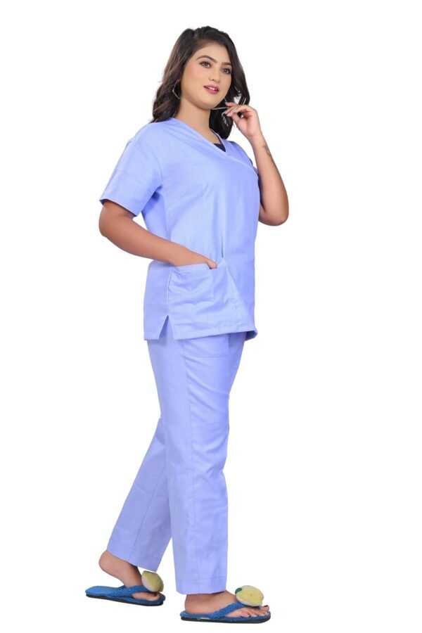 3-28.jpg LUNAIN Scrub Suits for Doctors | OT Dress | Dentists and Healthcare Professionals (Women) (Sky Blue)