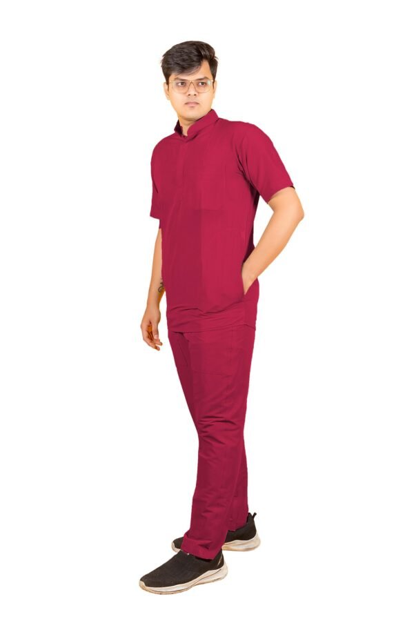 3-55.jpg LUNAIN 2-Way Stretchable Scrub Suit for Men (Maroon)
